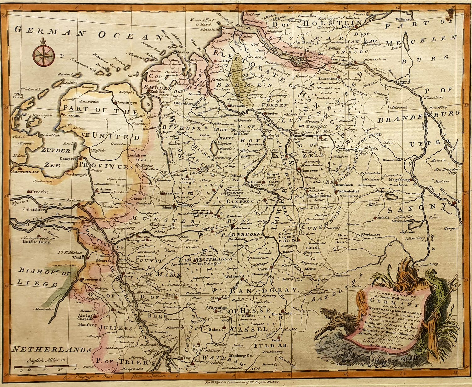 Buy Emanuel Bowen - Nederland/Duitsland A correct Map of the North West part of Germany (...). 1747? Bid from 45!