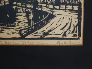 Abraham van der Zee - zeldzame houtsnede van de Korte Havenbrug te Schiedam - kopen? Bied vanaf 50!