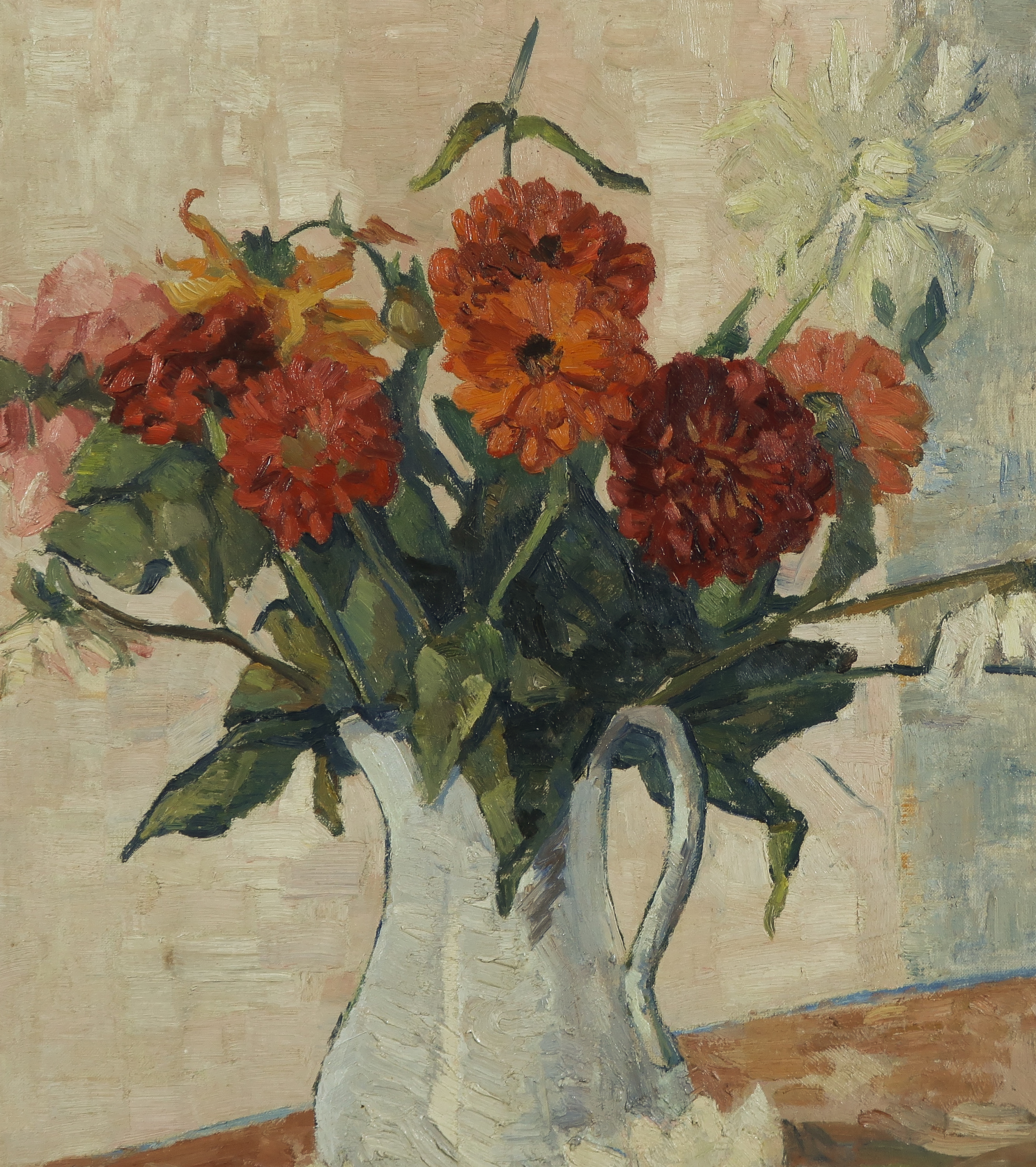 Andrew Frederick van Nouhuys - Olieverf op doek, Zinnia's - Ingelijst kopen? Bied vanaf 100!