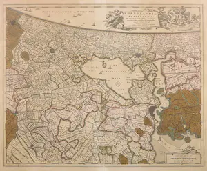 Nicolaes Visscher - Gravure, Kaart 'Rhenolandia Amstelandia' - Ingelijst kopen? Bied vanaf 1!