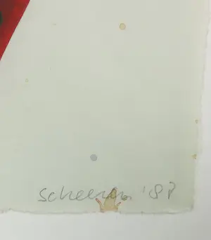 Martha Scheeren - Gouache, Rood, blauw en groen - Ingelijst kopen? Bied vanaf 35!