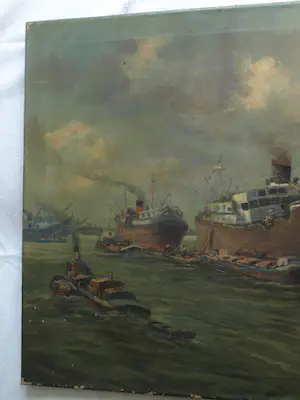 Adrianus Zuiderwijk - Olieverf op doek , Havengezicht, Rotterdam? – 60 x 80 cm kopen? Bied vanaf 50!