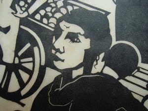 Wim Oepts - MARKTSCENE /// HOUTSNEDE VAN WIM OEPTS kopen? Bied vanaf 110!