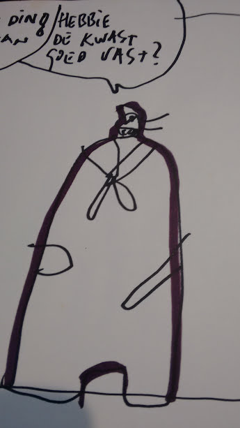 Herman Brood - tekening uit 1991 , hebbie de kwast goed vast  kopen? Bied vanaf 180!