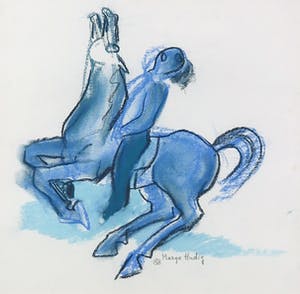Margot Hudig-Heldring - Pastelkrijt, Steigerend paard kopen? Bied vanaf 20!