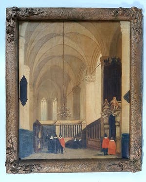 Niet of onleesbaar gesigneerd - Kerk interieur - Olieverf op doek kopen? Bied vanaf 1!