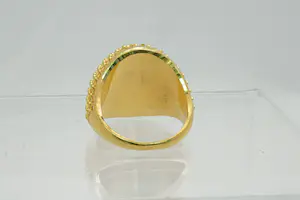 33 - Aparte opengewerkt & ellipsvormige 20 Krt geel gouden ring -"netwerk" model kopen? Bied vanaf 335!