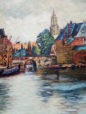 Niet of onleesbaar gesigneerd - Historisch oud stukje Delft. Schiedamsepoort. kopen? Bied vanaf 1!