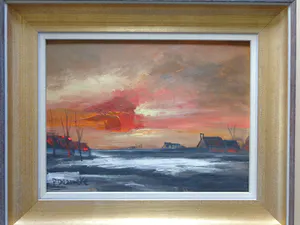 Paul Permeke - EXPRESSIONISME / LANDSCHAP / OLIEVERF PANEEL / 42x52cm / KADER / SIG kopen? Bied vanaf 275!