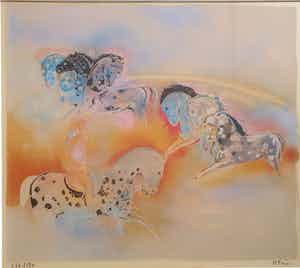 Frits Klein - Litho - Circuspaarden - Ingelijst - 136/150 verkocht voor € 85!