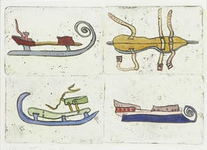 Ellen van Toor - Handgekleurde ets, Schaatsen kopen? Bied vanaf 1!