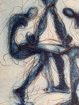 Ronald Tolman - kleurenets - 'Drie figuren' - 1988 (INGELIJST, KLEINE OPLAGE) kopen? Bied vanaf 130!