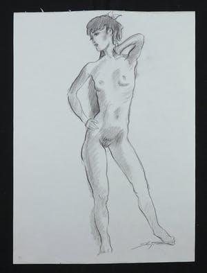 Jan Sluijters (jr.) - Tekening, Staand naakt kopen? Bied vanaf 40!