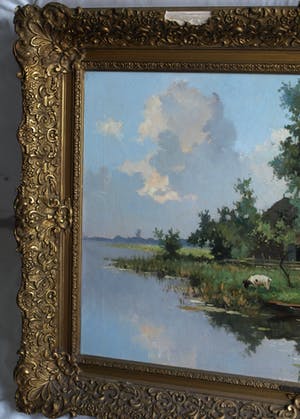 Johan Hendrik Kaemmerer - Olieverf op doek , Boerderij met geit – ingelijst , 70 x 100 cm kopen? Bied vanaf 200!