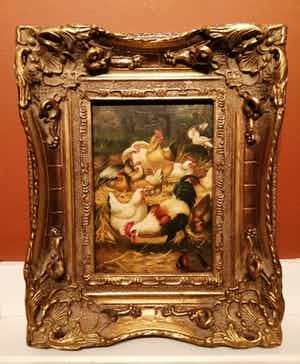 Niet of onleesbaar gesigneerd - Haan met kippen - Monogrammist - in Biggs & Sons lijst - 19e eeuw verkocht voor € 10!