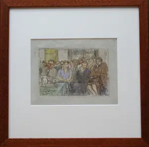 Ko Cossaar - "Figuren in een rechtszaal" - Gemengde techniek kopen? Bied vanaf 99!