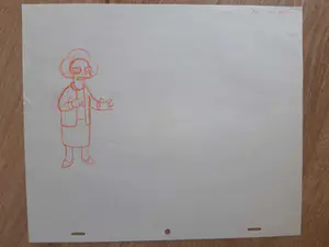 Matt Groening - originele productietekening The Simpsons, Edna ingelijst + Certificaat kopen? Bied vanaf 70!