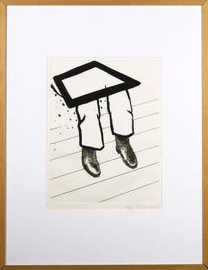 Roger Raveel - Ets uit de map Op bezoek bij Roger Raveel - Ingelijst verkocht voor € 500!