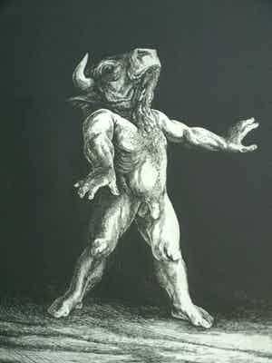 Dick Stolwijk - Ets, “Minotaurus” – gesigneerd & ingelijst – oplage 25 ex. verkocht voor € 50!