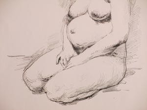 Aat Veldhoen - Zittende naakte vrouw - Rotaprint kopen? Bied vanaf 60!