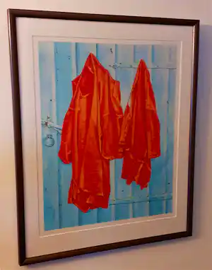 Jopie Huisman - Roodbaaien hemden (mooi gelijst) vendu pour 299€ !