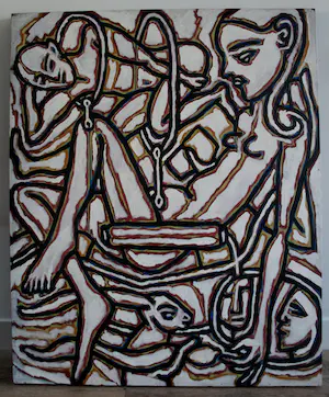 Michael Winkel - Acryl op board - Opdat de eilanden juichen zullen - 1984 (groot!) kopen? Bied vanaf 175!