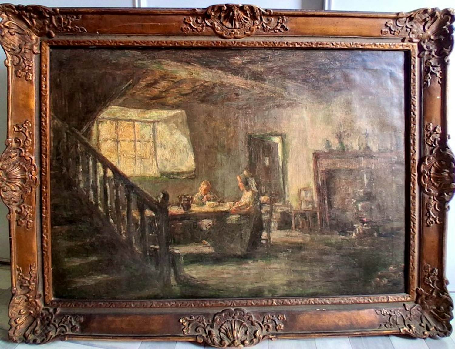 Armand Jamar - h/toile intérieur de chaumière kopen? Bied vanaf 1200!