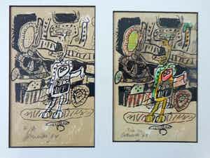 Corneille - COBRA / ZW-W LITHO + AQUAREL / 26x32cm / KADER / SIG / 64 / ZELDZAAM verkocht voor € 400!