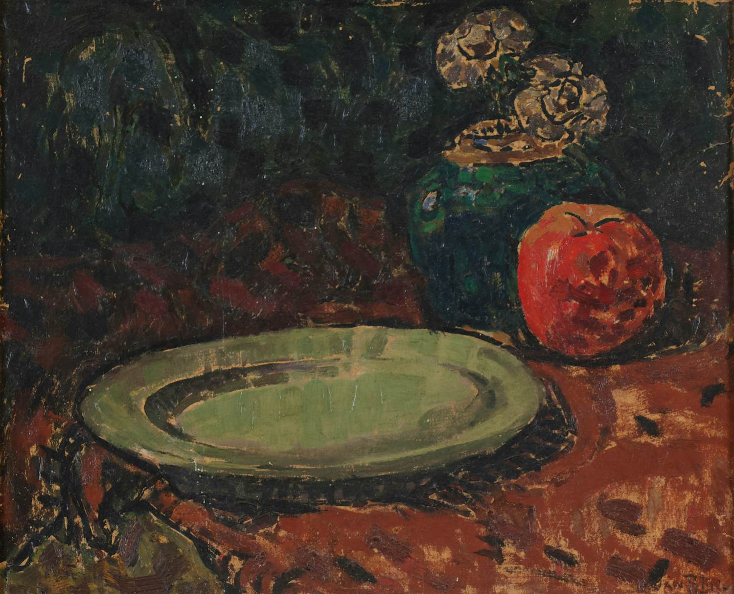 Nico van Rijn - Stilleven met bord en appel kopen? Bied vanaf 350!