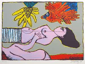 Corneille - Zeefdruk, Une belle journée verkocht voor € 1!