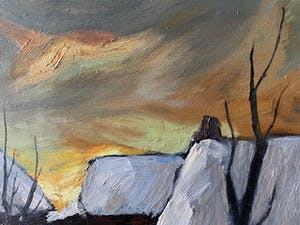 Toon Koster - winterse zonsondergang kopen? Bied vanaf 145!