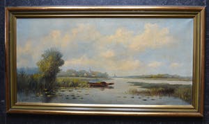 Niet of onleesbaar gesigneerd - Klein (20ste eeuw) - Hollands rivierenlandschap kopen? Bied vanaf 10!