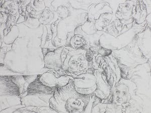 Fer Hakkaart - Feestend gezelschap - Tekening kopen? Bied vanaf 75!