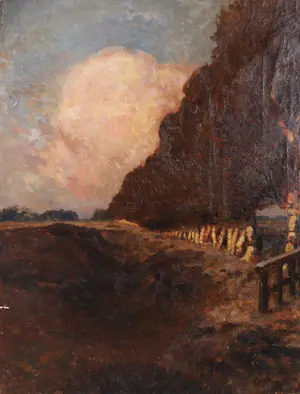 Louis Albert Roessingh - Heidelandschap met berken en een meisje op het zandpad kopen? Bied vanaf 650!