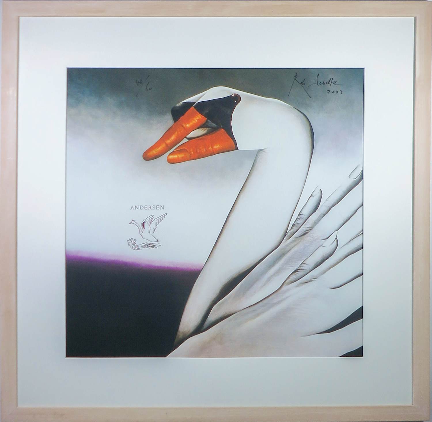 Rob Scholte - Inkjetprint, Zwaan - Ingelijst kopen? Bied vanaf 100!