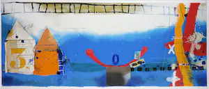 Theo Koster - Zeefdruk, Liggend blauw - Ingelijst (Groot) kopen? Bied vanaf 120!