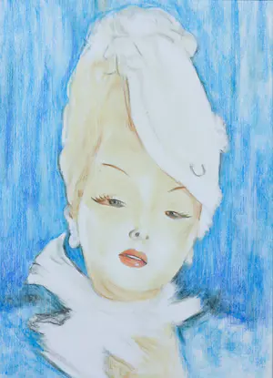 Niet of onleesbaar gesigneerd - Tekening, Vrouw kopen? Bied vanaf 1!