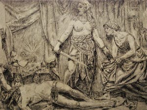 Niet of onleesbaar gesigneerd - Fraaie 19e eeuwse Bijbelse scene "judith en Holofernes" gesigneerd kopen? Bied vanaf 1!