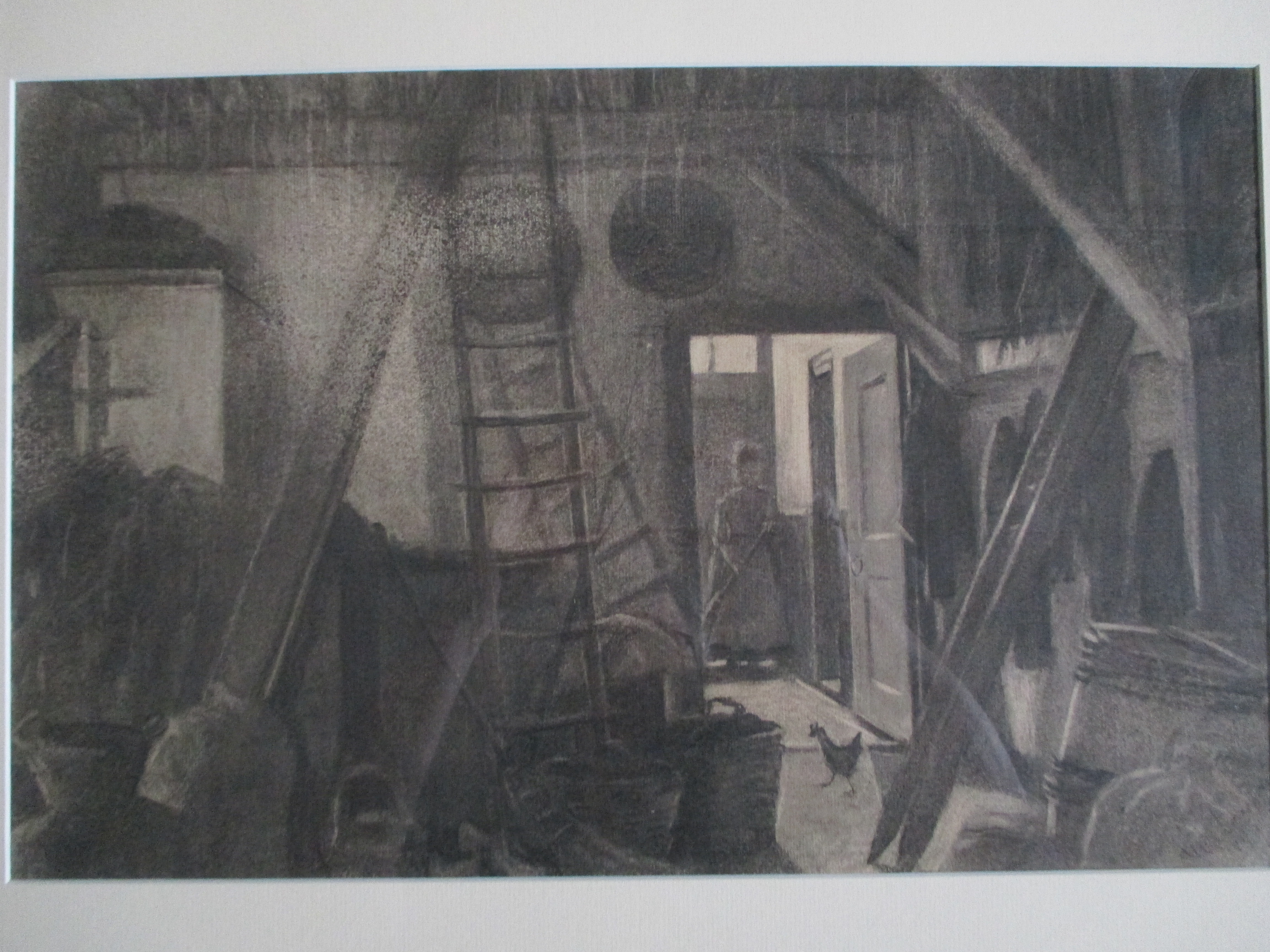 Niet of onleesbaar gesigneerd - Ingelijste krijttekening kopen? Bied vanaf 1!