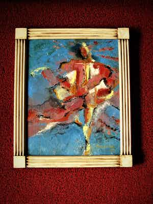 Niet of onleesbaar gesigneerd - Russisch ? expressionistisch olieverf "de Ballerina" gesigneerd Shukaev verkocht voor € 10!