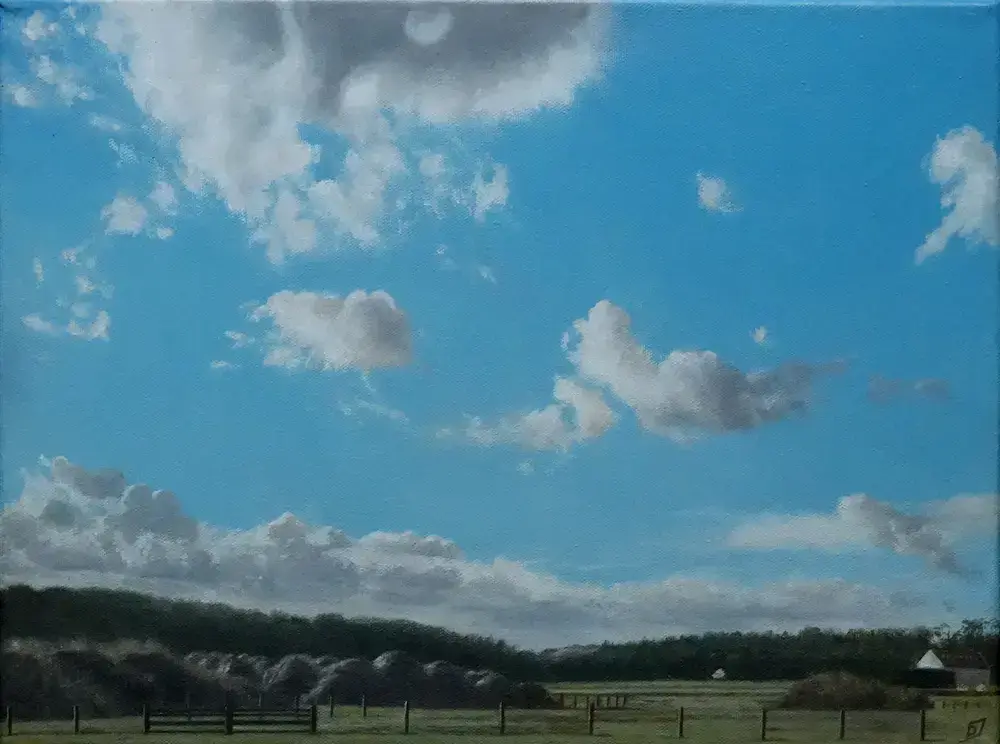 Buy Daan de Jong - Olieverf op doek: Wolken boven het Waddeneiland Texel - 2004? Bid from 499!