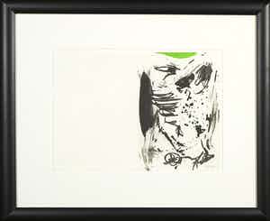 Asger Jorn - Litho en aquarel, Zonder titel - Ingelijst verkocht voor € 300!