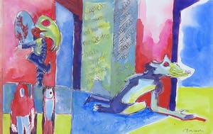 Joe Wols - Lot van vier tekeningen, Figuren kopen? Bied vanaf 1!