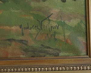 Andries Verleur - Groot olieverfschilderij, Landschap met schaapskooi – ingelijst – 1917 kopen? Bied vanaf 1!