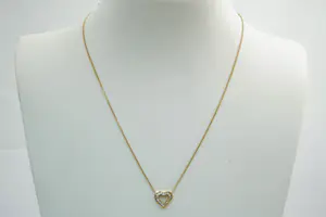 117 - 18krt geelgouden choker met diamanten harthanger ca0.15crt briljant kopen? Bied vanaf 160!