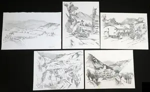 AcheterJoe Wols - Lot van vijf potloodtekeningen, Landschappen? Enchérissez de 1!