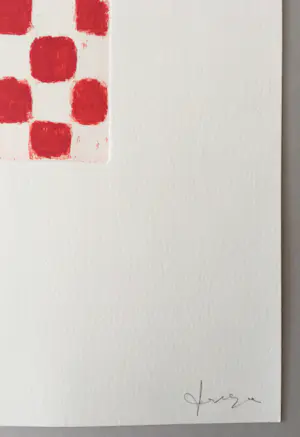 JCJ VANDERHEYDEN - handgesigneerde ets - 'Red checkerboard' - 2011 kopen? Bied vanaf 395!