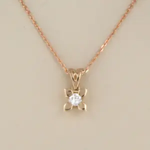 14k rose gouden collier met solitair hanger met briljant geslepen diamant 0.12ct kopen? Bied vanaf 250!