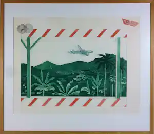 Leentje Linders - Kleurenets op papier, By air mail part VI - Ingelijst verkauft für € 40!