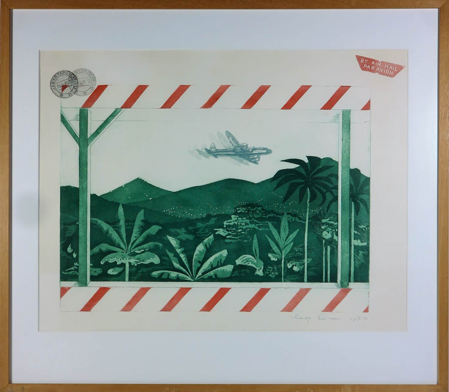 Leentje Linders - Kleurenets op papier, By air mail part VI - Ingelijst kopen? Bied vanaf 40!